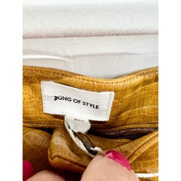 NWT Song of Style Marlon Croc-Embossed Faux Leather Midi Skirt Russet Brown XXS - Picture 5 of 7